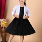 Princess Girls Frocks & Dresses Stylish frock with jacket for girls Girls dress and jacket set Baby girl frock with shrug Girls party wear dress with jacket Fancy frock and jacket combo