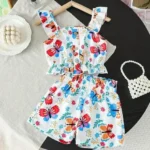 Baby Girl Geo Graphic Ruffle Trim Summer Frock
