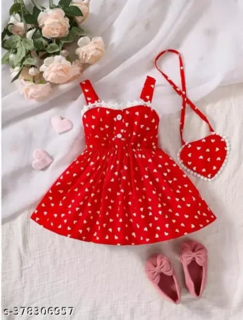baby heart print guipure lace trim cami dress with bag