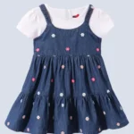 Girl Denim Jeans All-over Embroidery Frock&Dress
